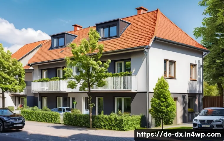 인플레이션에 따른 자산 및 부채 관리 전략 - A detailed and realistic urban residential neighborhood in Germany, showing modern apartment buildin...