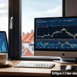 Home 22 인플레이션 대비 안전한 자산 추천 - A modern German investor’s home office scene showing a detailed portfolio analysis on a large monito...