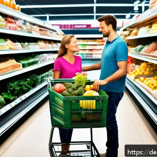 Home 32 인플레이션 영향 분석과 대응 전략 - A detailed, realistic scene of a German middle-class family doing their weekly grocery shopping in a...